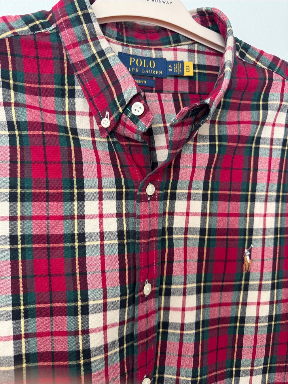 Polo Ralph Lauren Red Green Tartan Plaid Shirt Men’s XL
